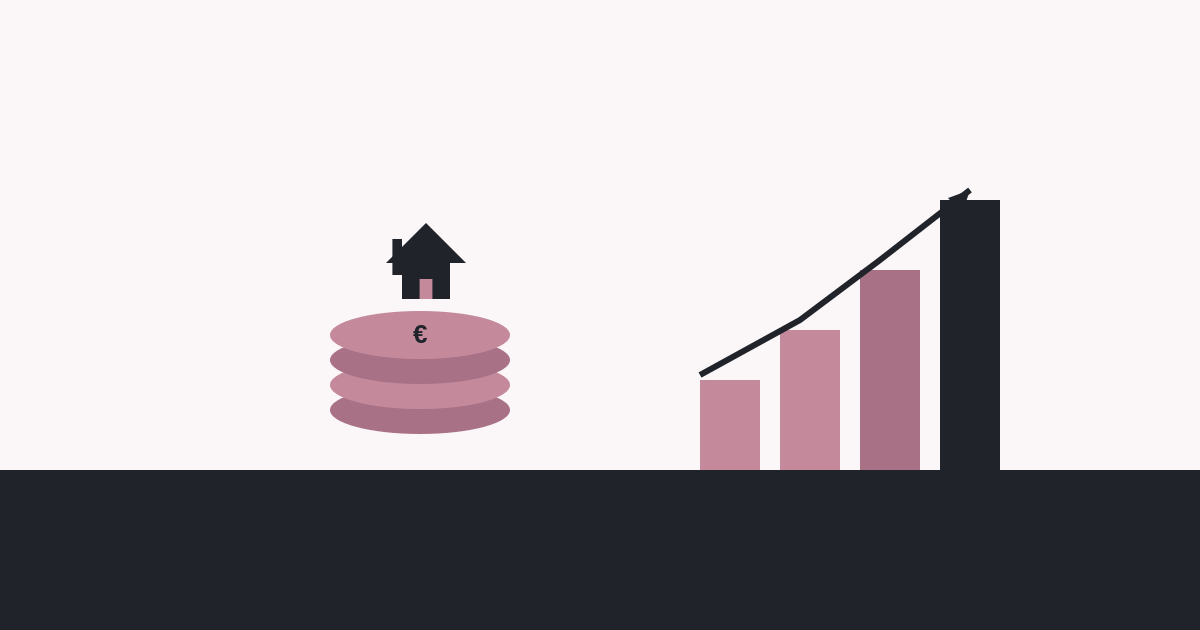 Illustration d'une pile de pièces et d'un graphique en hausse représentant le taux du Livret A